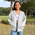 thumbnail image 2 of Girls Boys Oversized Hoodies Full Zip Hooded Sweatshirt Soft Fleece Lining Jacket Lightweight Warm Outerwear Fall Winter Coat, 2 of 7