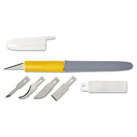 Hobby Blade - Acme United 15411 Craft Cushion-grip Titanium Hobby Knife And Blade Set, 5 Blades