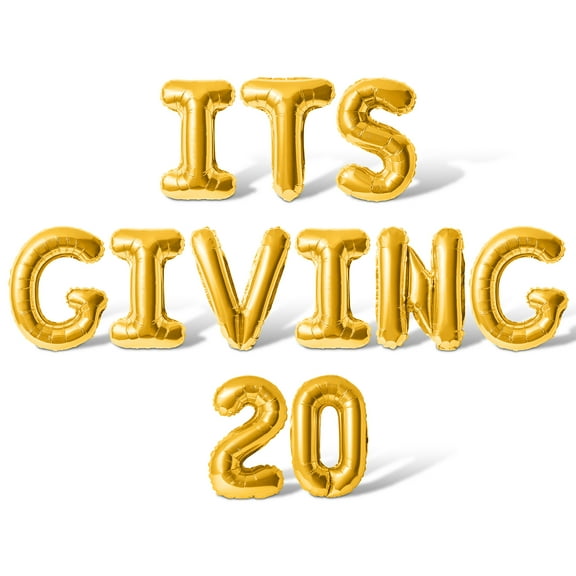 Letter Balloons - ITS GIVING 20 16" Inch Alphabet Letters Foil Mylar Balloon 20th Birthday Party Banner (Gold)