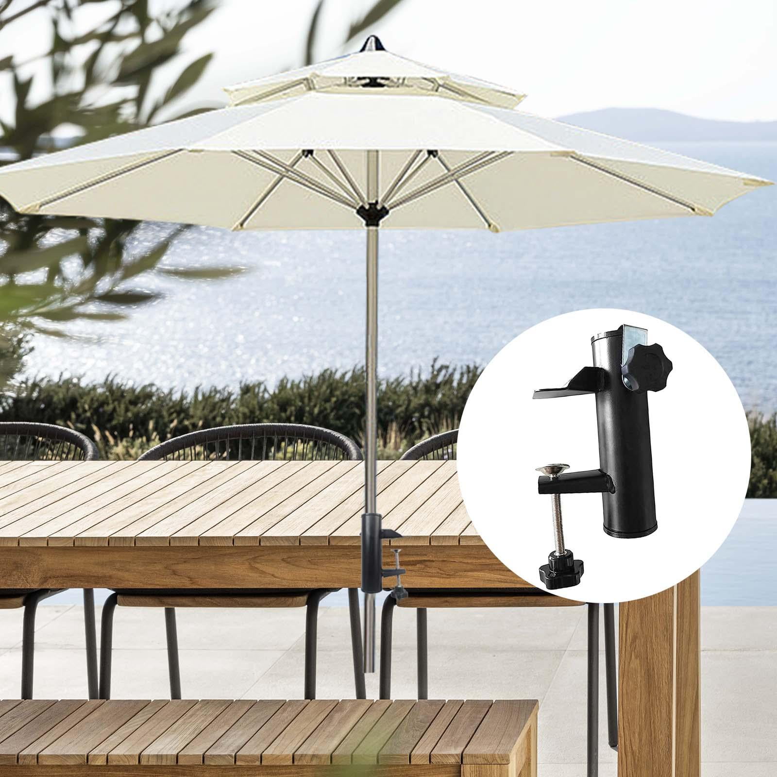 APLVFFZH Deck Mount Umbrella Stand, Patio Umbrella Clamp Holder Metal Clamp Beach Fishing