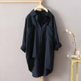 thumbnail image 2 of Womens Button Down Shirt, Comdrip Womens Casual Long Sleeve Drop Shoulder Blouses Solid Color Dress Shirts with Pockets Button Up Shirt Women Blue L, 2 of 4