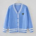 thumbnail image 5 of LYHaoo Girls V Neck Cardigan Sweaters Long Sleeve Knit Cardigan for Girls Button Front Uniform School Sweaters 15-16 Years(Blue), 5 of 6
