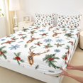 thumbnail image 3 of Feelyou Cartoon Reindeer Child Bed Sheets, Jungle Leaf Botanical King Sheets, Christmas Snowflake Print Sheet Set, Super Cozy Room Decor, 4 Pieces, 3 of 7