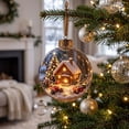 thumbnail image 4 of Clear Acrylic Christmas Snow Globe Ornament, 2D House Scene Ball Pendant for Holiday Tree Decor., 4 of 7