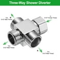 thumbnail image 3 of Válvula de desvío de ducha G1/2" 4 vías adaptador cuadrado de acero inoxidable con cinta de politetrafluoroetileno para manguera de válvula de ángulo de bidet, baño, inodoro, grifo (53mm Plata), 3 of 6