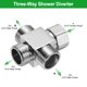 thumbnail image 3 of Válvula de desvío de ducha G1/2" 4 vías adaptador cuadrado de acero inoxidable con cinta de politetrafluoroetileno para manguera de válvula de ángulo de bidet, baño, inodoro, grifo (53mm Plata), 3 of 6