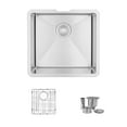 thumbnail image 1 of Stylish Undermount 19" Stainless Steel Single Bowl Kitchen Sink with Grid & Strainer S-308XG, 1 of 11