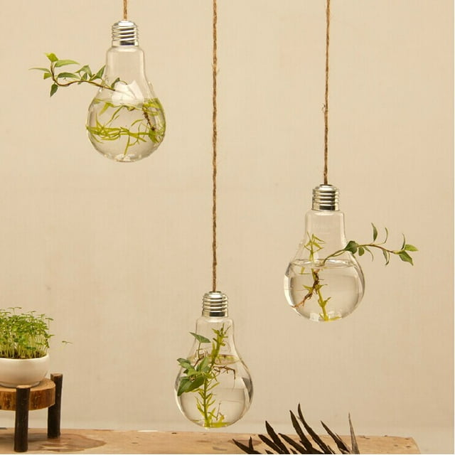 1/2/3pcsClearLightBulbGlassHangingVaseBottleTerrariumHydroponicContainerFlowerDIYHomeWeddingDecoration