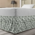 thumbnail image 1 of Nature Bed Skirt, Horizontally Arranged Monochromatic and Geometric Leaf Motifs with Stripes, Elastic Bedskirt Dust Ruffle Wrap Around for Bedding Decor, 4 Sizes, Dark Green and White, by Ambesonne, 1 of 2