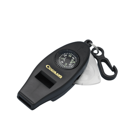 Coghlan's Four Function Whistle, Multipurpose Camping, Hiking, Survival Tool, Includes Compass, Thermometer, and Magnifying Glass, Compact and Lightweight