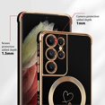 thumbnail image 4 of Magnetic Case for Samsung Galaxy S21 Ultra 5G MagSafe, Girls Women Cute Love Heart Pattern Plating Edge Silicone Shockproof Protective Bumper Cover fo, 4 of 5