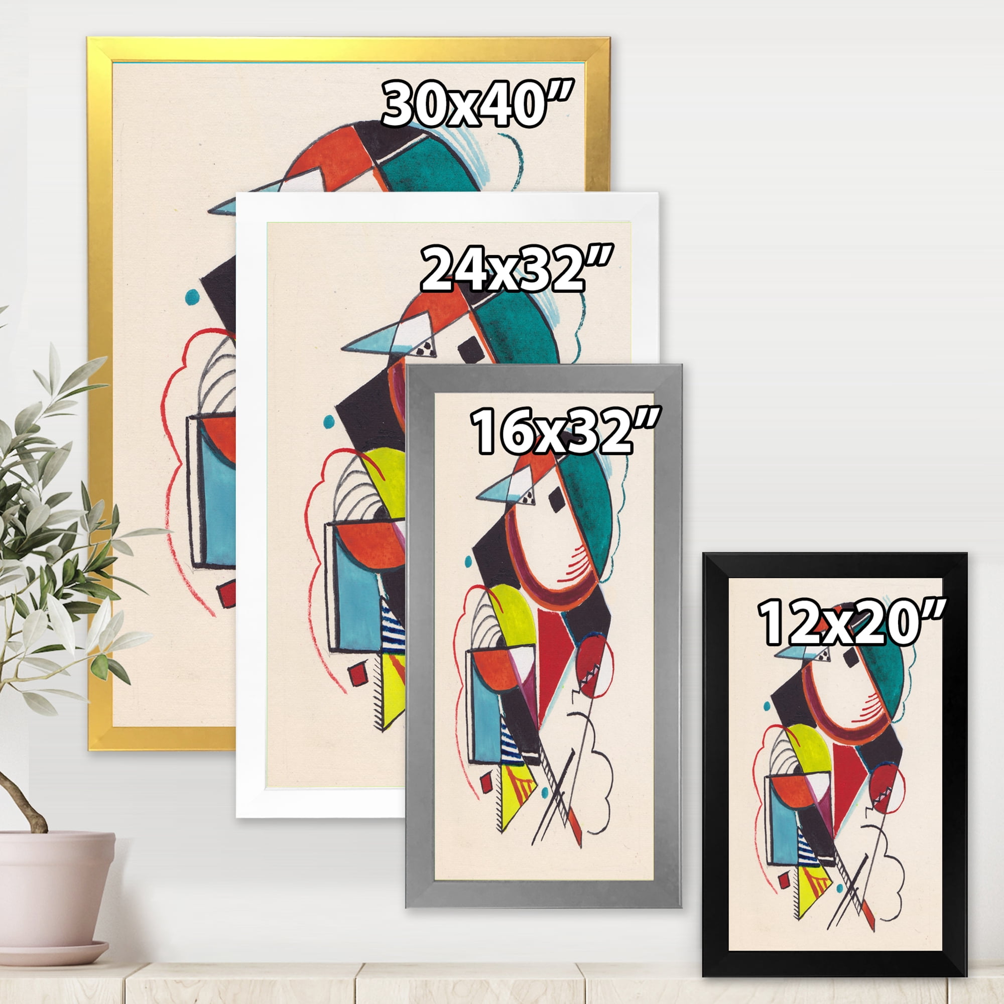 Designart 'Abstract Compositions Of Colored Geometric II' Modern Framed Art Print