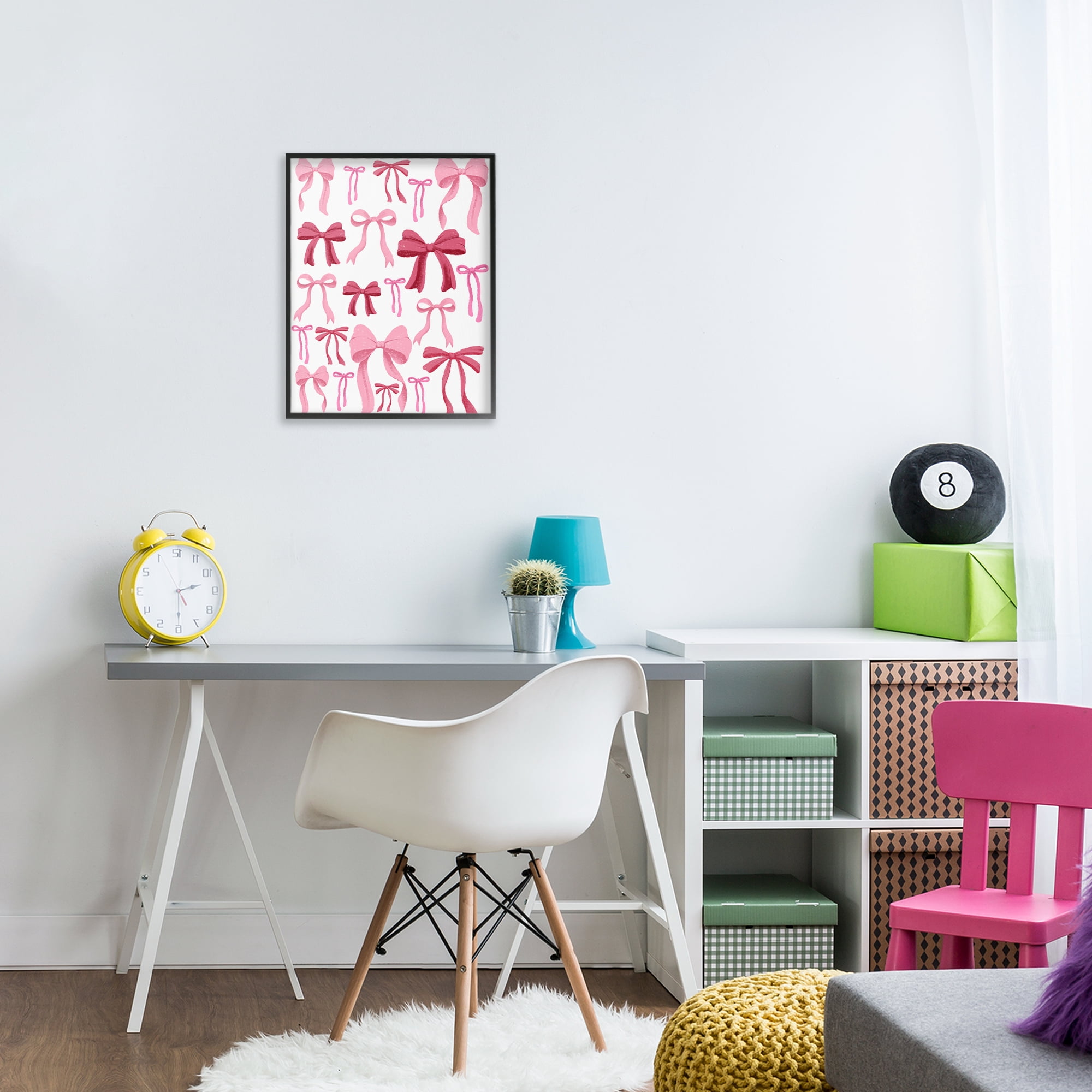 Stupell Industries Bows All Over Pink & Red Black Framed Giclee Art, design by Marcus Prime