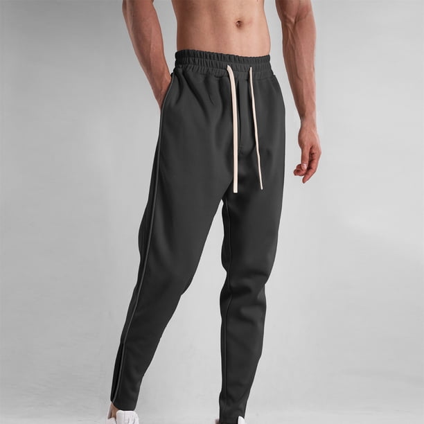 Pantalones largos para hombre, pantalones casuales de moda con cordones, pantalones elásticos con cierre de cremallera en el pie, pantalones deportivos para hombre.