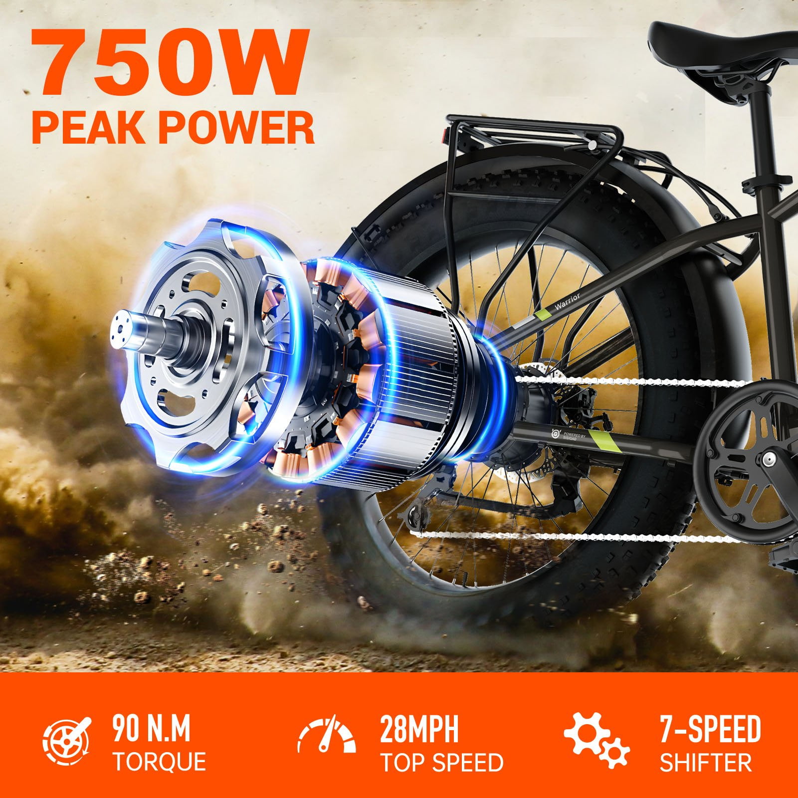 SISIGAD Electric Bike, Peak 750W 28 Mph E-Mountain Bike for Adults, 48V/500WH Battery, 26" Off-Road Tires, UL2849, White Gray