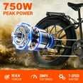 thumbnail image 3 of SISIGAD Electric Bike, Peak 750W 28 Mph E-Mountain Bike for Adults, 48V/500WH Battery, 26" Off-Road Tires, UL2849, White Gray, 3 of 7