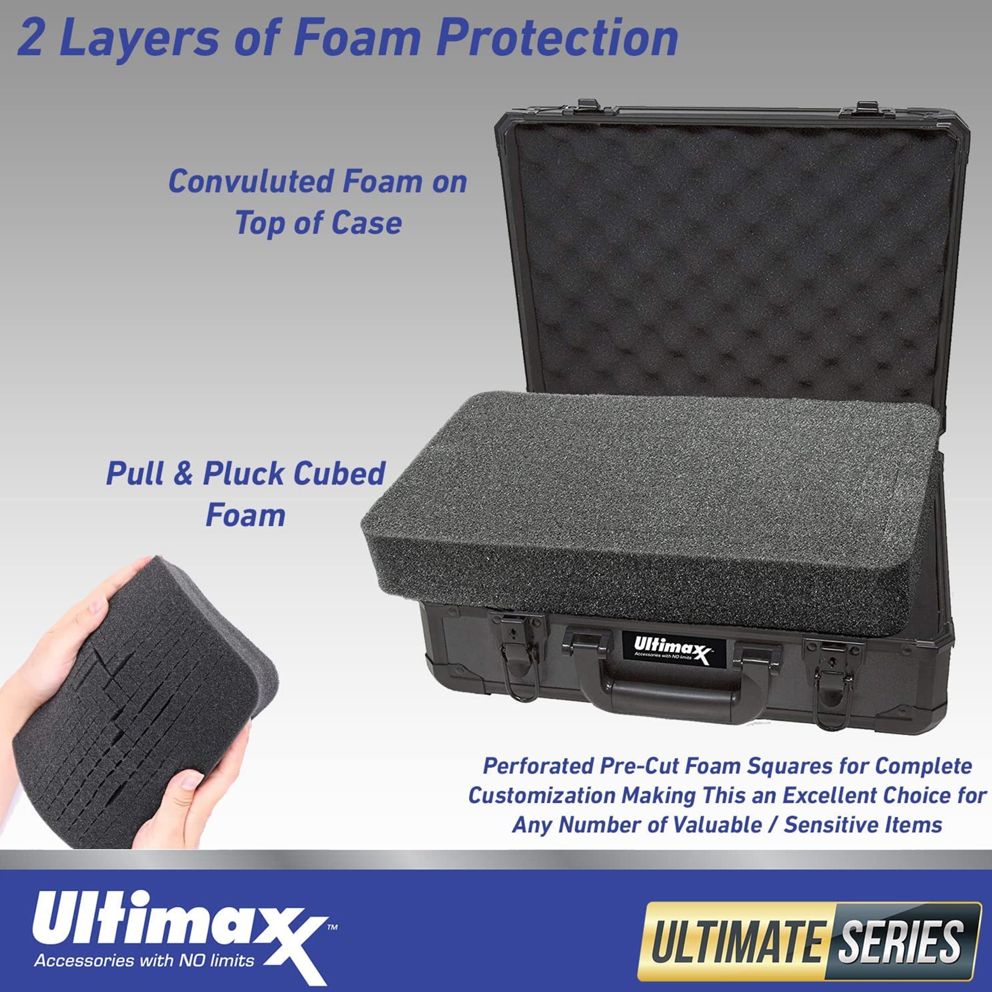 Ultimaxx Gadget Waterproof Hard Case Lockable Aluminum-Framed with Pick and Pluck Foam