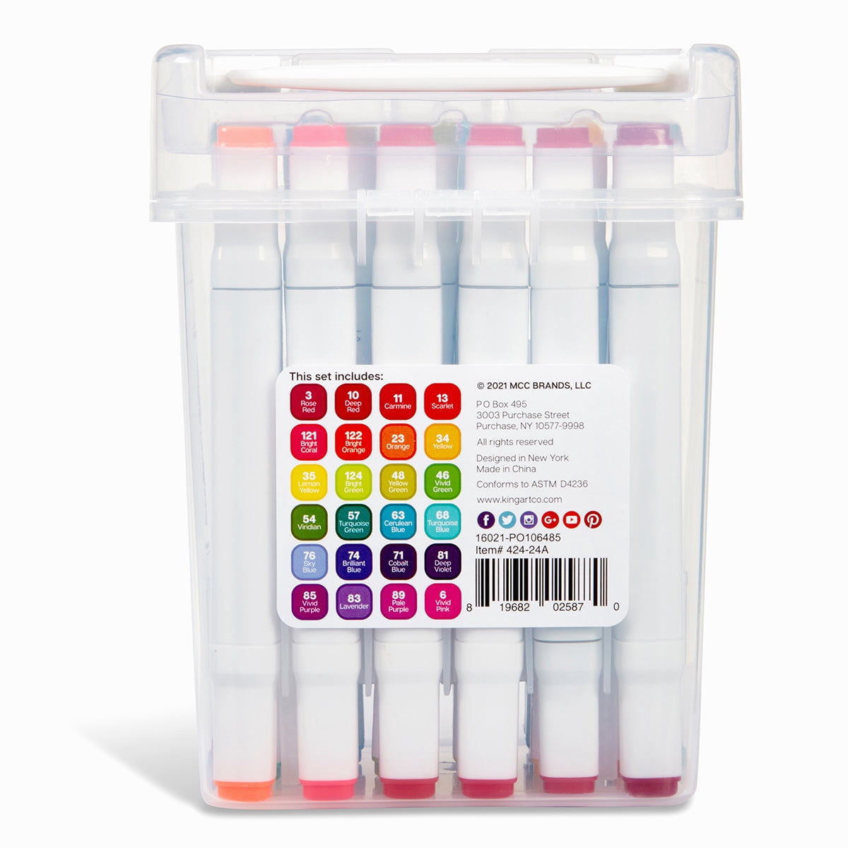 KINGART&reg; PRO Double-Ended Art Alcohol Markers, 24 Bright Palette Colors with Both Fine & Chisel Tips and Superior Blendability