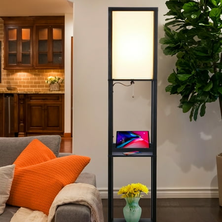 Brightech Maxwell Tower Floor Lamp with Shelves and ...