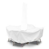 KoverRoos 11251 Weathermax 72 in. Round Dining Set Cover with umbrella hole, White - 108 Dia x 28 H in.