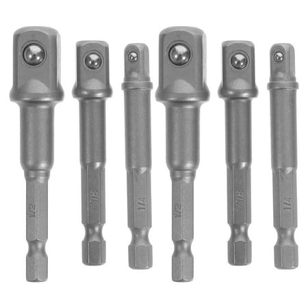 

6pcs Socket Adapter Set Drill Bit Adapter Including 1/4 in 3/8 in 1/2 Inch Adapters