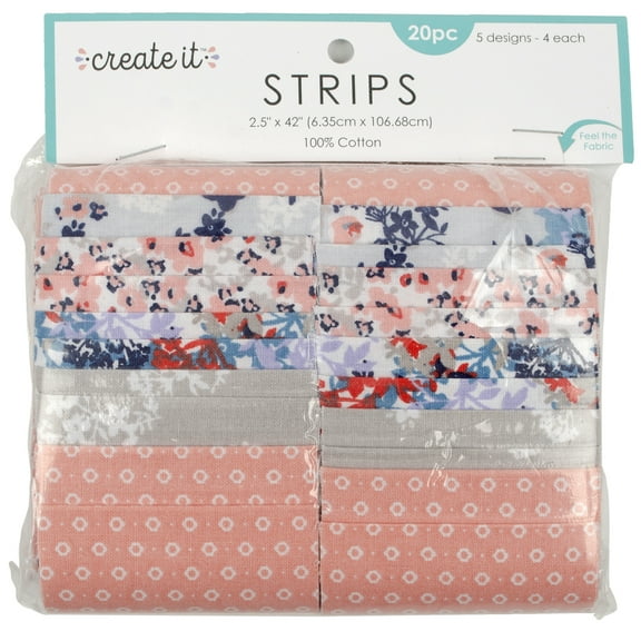 Create It 2.5"x42" Cotton Ditsy Floral Precut Strips, Multicolor, 20 Piece
