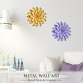 thumbnail image 3 of Metal Flowers Wall Decor Indoor Outdoor Metal Wall Art for Farmhouse Home Living Room Bedroom Bathroom Garden Decor – 12 Inch - Purple, 3 of 15