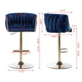 thumbnail image 7 of Velvet Swivel Bar Stools Set of 2, Modern Height Adjustable Stool Chair with Chrome Footrest and Base, Counter Height Bar Chairs with Low Back for Kitchen Pub, Kitchen, Café and Dining Chairs, Navy, 7 of 7