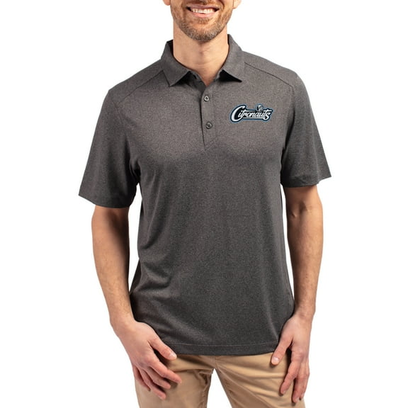 Men's-Cutter & Buck Heather Black UCF Knights Forge Eco Stretch Recycled Polo
