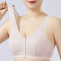 Censtreet Women's Front Closure Bras Wireless Posture Full Coverage Lace Cotton Bra