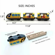 Battery Operated Locomotive Train Set for Wooden Train Tracks Magnetic Connection, Powerful Engine Bullet Train Set Compatible with Thomas, Brio, Melissa and Doug, Electric Train Toys for Toddlers