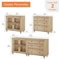 thumbnail image 2 of Sideboard Buffet Cabinet with Glass Door, 2-in-1 Kitchen Storage Cabinet, Wooden Coffee Bar Table with Adjustable Shelf & 3 Drawers for Dining Room and Living Room, 68-inch Oak, 2 of 6