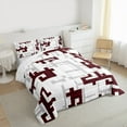 thumbnail image 3 of Manfei Geometric Plaid Art King Size Comforter Sets,Pixel Grid Bedding Comforter Set,Red Gray White Bedding Set For Teens,Microfiber Bedroom Decor Reversible,3-Piece, 3 of 8