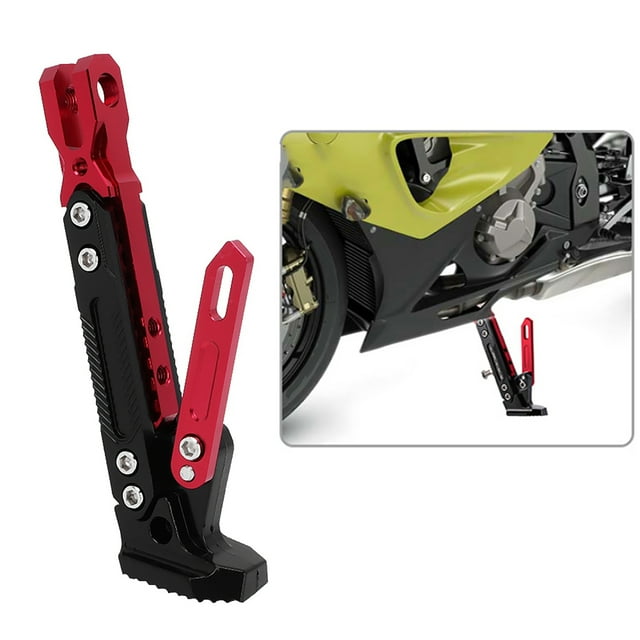 Motorcycle Kickstand, Adjustable Rustproof High Hardness CNC Aluminum Alloy Motorcycle Side Stand For Modification