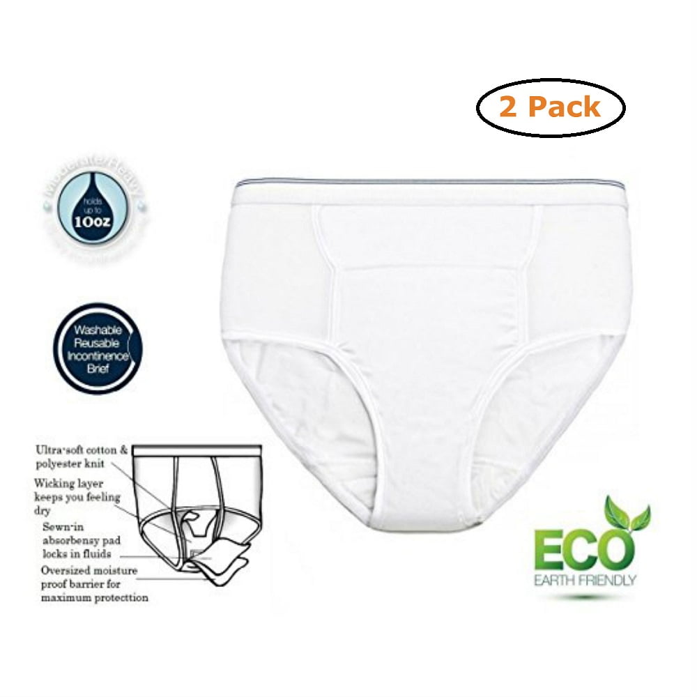 Men's Reusable Incontinence Brief 10oz - Size -Medium 34-36 - Pack of 2 ...
