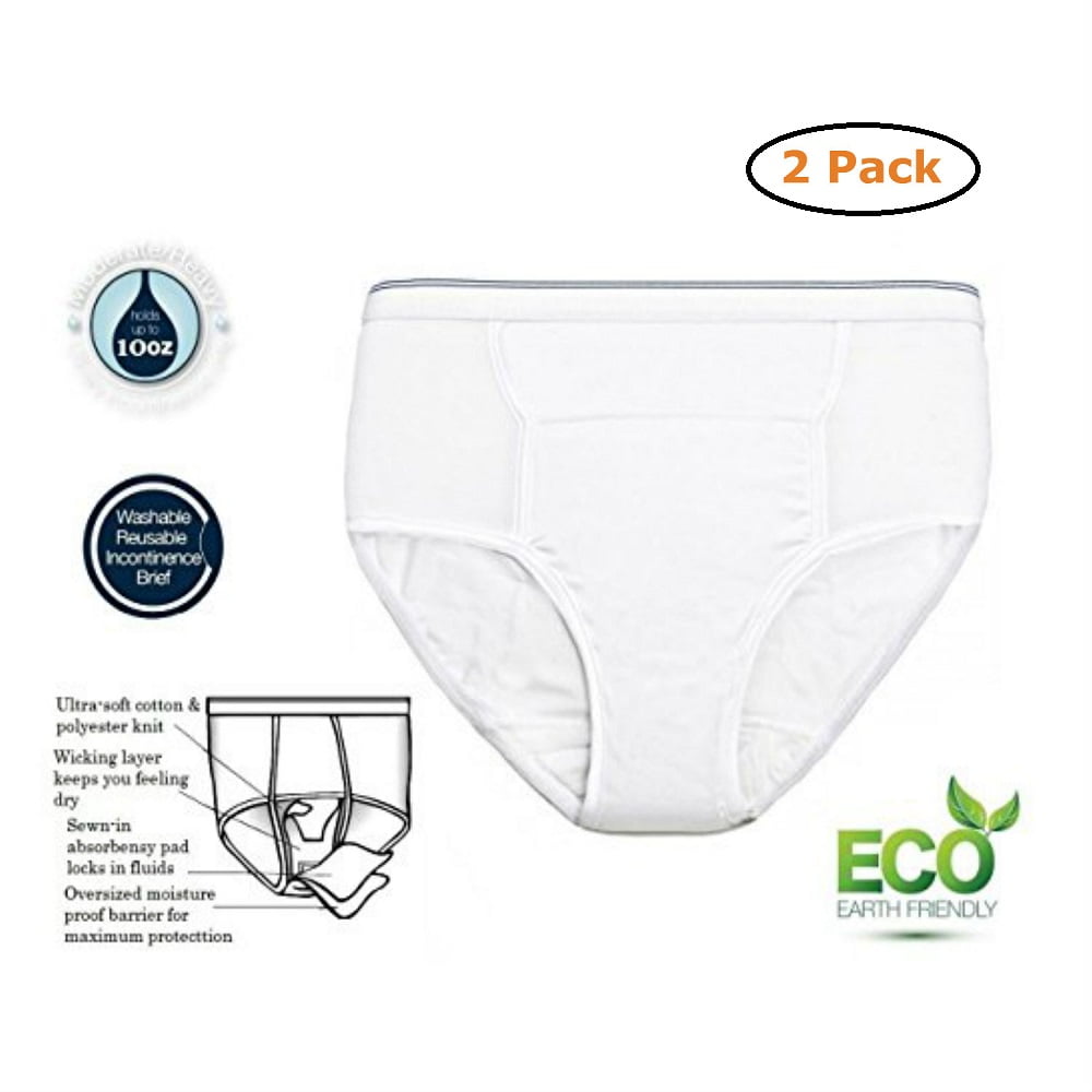 Men's Reusable Incontinence Brief 10oz Size Medium 3436 Pack of 2