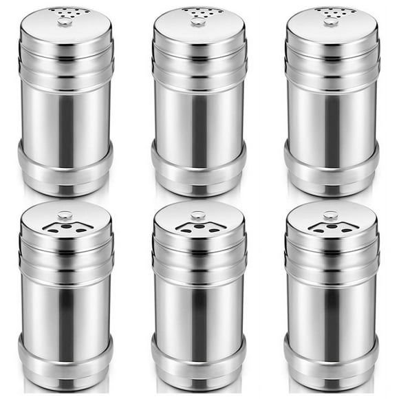 6PCS of Stainless Steel Salt and Pepper with Rotating Lid Sugar Spice Condiments, Seasoning Pot, Condiment Pot, Kitchen
