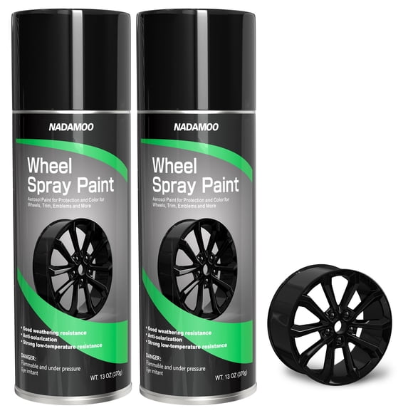 Pintura en Aerosol NADAMOO para Llantas de Aluminio Negro Brillante 390 mL 2 Botes