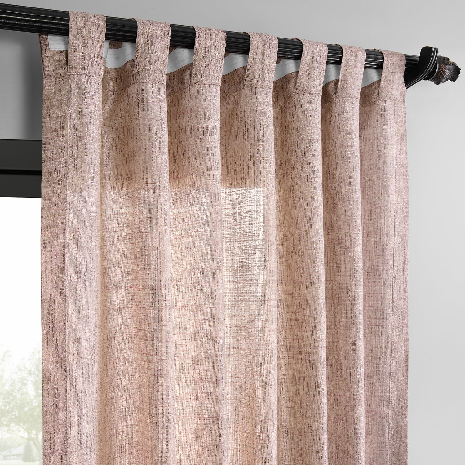 Half Price Drapes Pink Raw Linen Weave Light Filtering Curtains for Bedroom (2 Panel), 50W X 108L