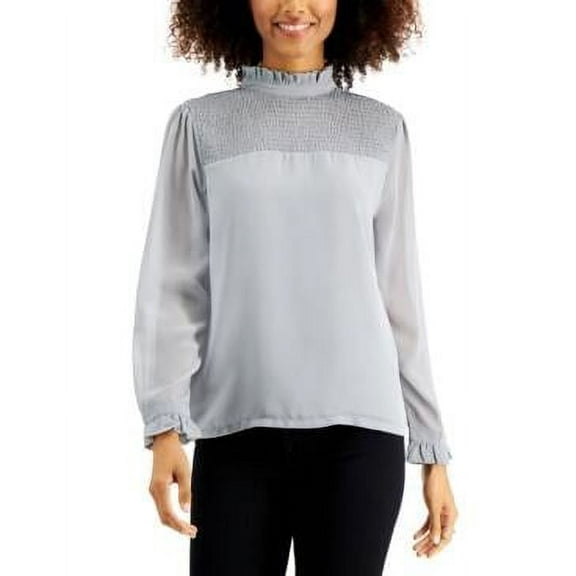 MSRP $50 Willow Drive Printed Ruffle-Trim Top Size XS