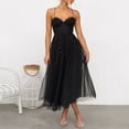 thumbnail image 2 of Vestido de noche sexy de malla con tirantes para mujer - Vestido de fiesta formal con cintura alta - Estilo europeo americano, 2 of 7
