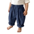thumbnail image 5 of oqasdz Boys' Pants Solid Color Elasitc Waist Baggy Pants with Slant Pockets Loose Cropped Trousers for Kids Play and Daily Wear Casual Summer, 5 of 5