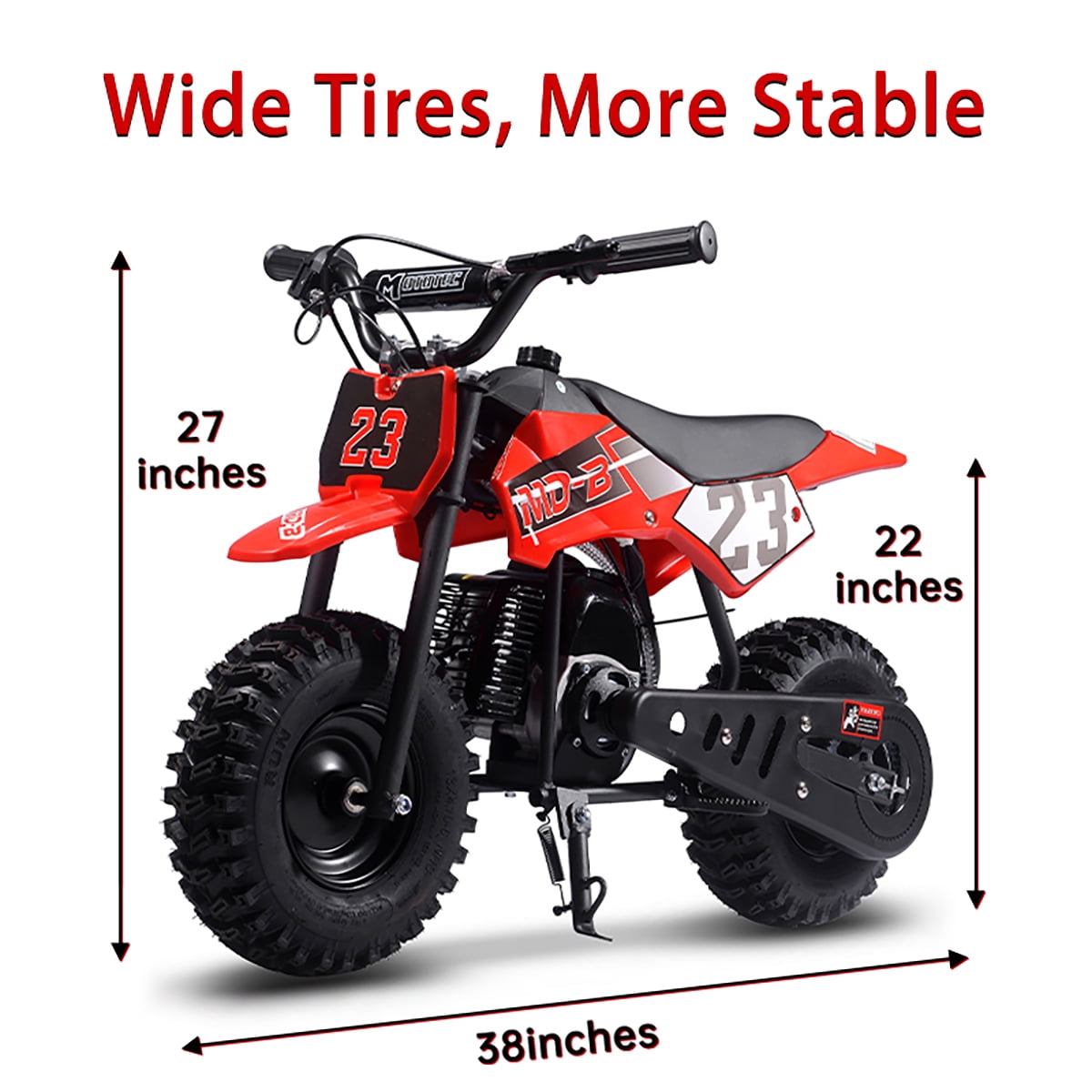 TOXOZERS Gas Dirt Bike, Mini Bike with 13 Inch Knobby Tires,25mph,Supports up to 175 lbs,Red