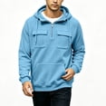 thumbnail image 6 of Hngshg Men's Hooded Sweatshirts Big and Tall Long Sleeve Quarter Zip Tops Textured Drawstring Pullover Hoodies, 6 of 7