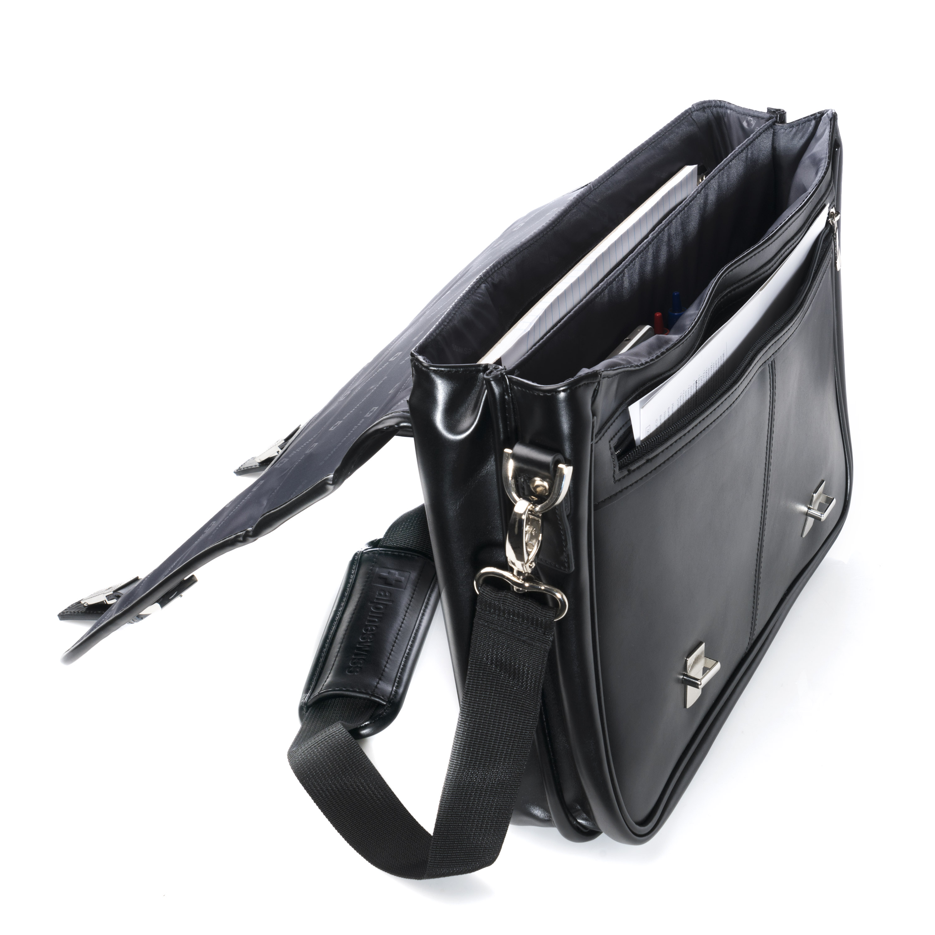 alpine swiss leather briefcase