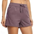 thumbnail image 3 of Womens Summer Shorts Solid Color Elastic Waist Loose Yoga Lounge Shorts with Pocket Ladies Running Athletic Shorts, 3 of 4