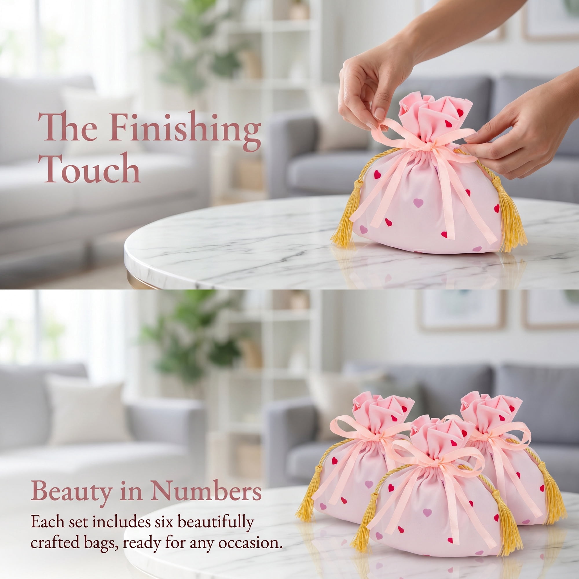 Unique Bargains 6Pcs Luxurious Thick Velvet Gift Drawstring Bags Pink 5.9" x 1.2" x 5.9"