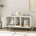 thumbnail image 3 of NALYL Double Litter Box Enclosure, 40 Inch Hidden Cat Washroom with Detachable Scratching Board, Metal Legs, Indoor Cat House End Side Table, Cat Litter Box Furniture for 2 Litter Box (White), 3 of 10