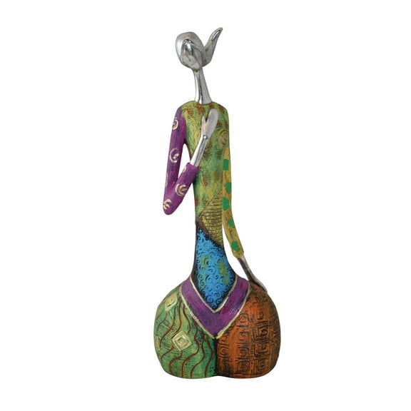 Nifao Colorful Woman with Hand On Heart Resin Statue – Home Office Decor Sculpture, 6"L x 3"W x 14"H