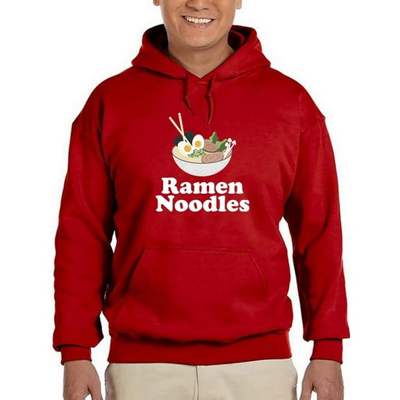 Smartprints Mens Graphic Hoodie Red - Ramen Noodles Cotton Blend Regular Fit